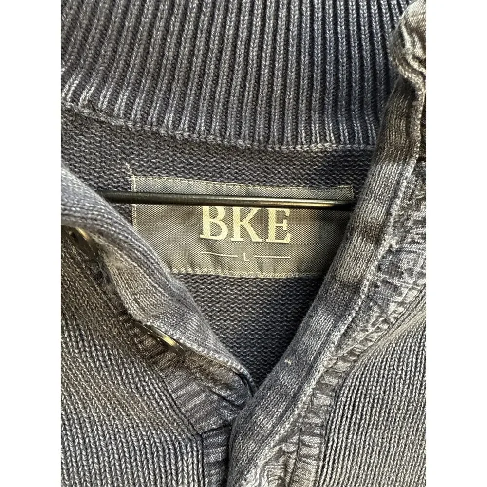 BKE‎ Men's Large Blue Ryder 1/4 ButtonHenley Sweater Knit Cotton Pullover Casual